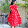 5DIV3731 Crimson Flora Batik party Frock