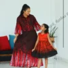 2 Crimson Horizon Batik Cotton Frock
