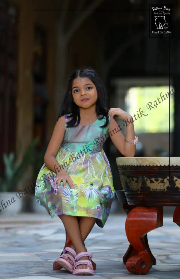 5DIV3783-Recovered Tiny Tulip Pink Floral Kids Frock