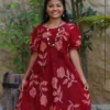 Maroon Blossom Batik Party Frock