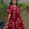 Maroon Blossom Batik Party Frock