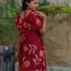 Maroon Blossom Batik Party Frock