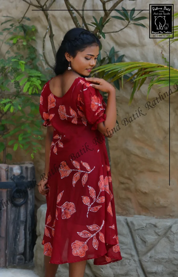 Maroon Blossom Batik Party Frock