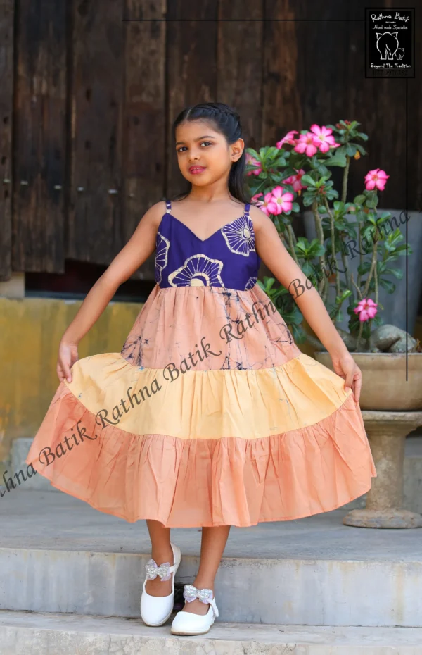 5DIV3904 Little Blossom Yellow Cotton Kids Frock