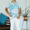 5DIV4047x Azure Honeycomb Batik Shirt