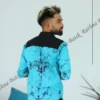 5DIV4092 Cyan Noir Split Geometric Batik Shirt