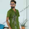 5DIV4144 Olive Canopy Tropical Parrot Batik Shirt