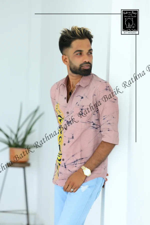 Dusty Rose Tiger Stripe Batik Shirt