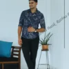 5DIV4201 Navy Arbor Grey Mandala Batik Shirt