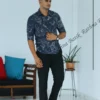 5DIV4202 Navy Arbor Grey Mandala Batik Shirt
