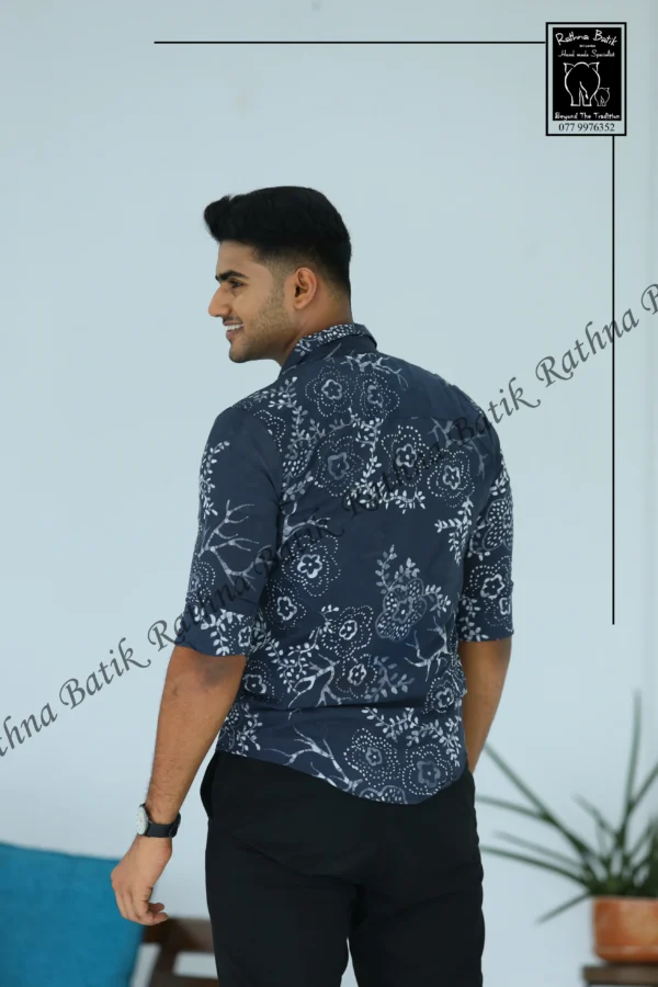 5DIV4203 Navy Arbor Grey Mandala Batik Shirt