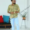 5DIV4204 Olive Meadows Yellow Floral Batik Shirt