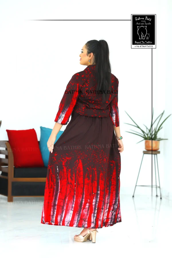 5DIV4221 Crimson Horizon Batik Cotton Frock