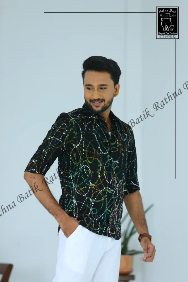 5DIV4266 Cosmic Nebula Black Batik Shirt