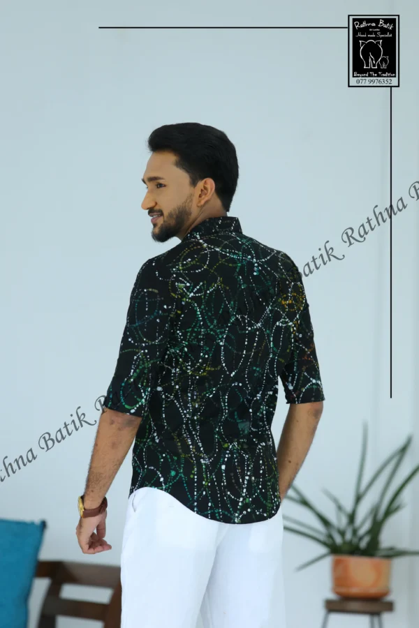 5DIV4267 Cosmic Nebula Black Batik Shirt