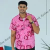 5DIV4281 Magenta Floral Mandala Batik Shirt