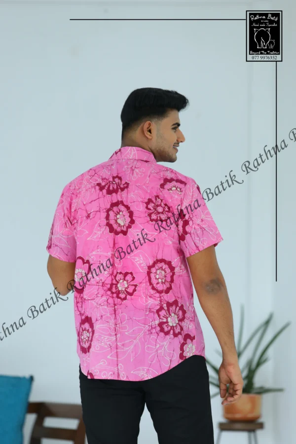 5DIV4282 Magenta Floral Mandala Batik Shirt