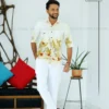 Botanical Foliage Eco-Print Cotton Half Sleeve Shirt