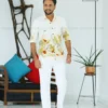 Botanical Foliage Eco-Print Cotton Half Sleeve Shirt