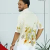 Botanical Foliage Eco-Print Cotton Half Sleeve Shirt