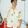 Sage Foliage Eco-Print Cotton Silk Half Sleeve Shirt