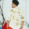 Sage Foliage Eco-Print Cotton Silk Half Sleeve Shirt