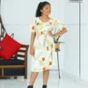 5DIV4384 Foliage and flower botanical pure silk frock
