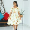 5DIV4387 Foliage and flower botanical pure silk frock