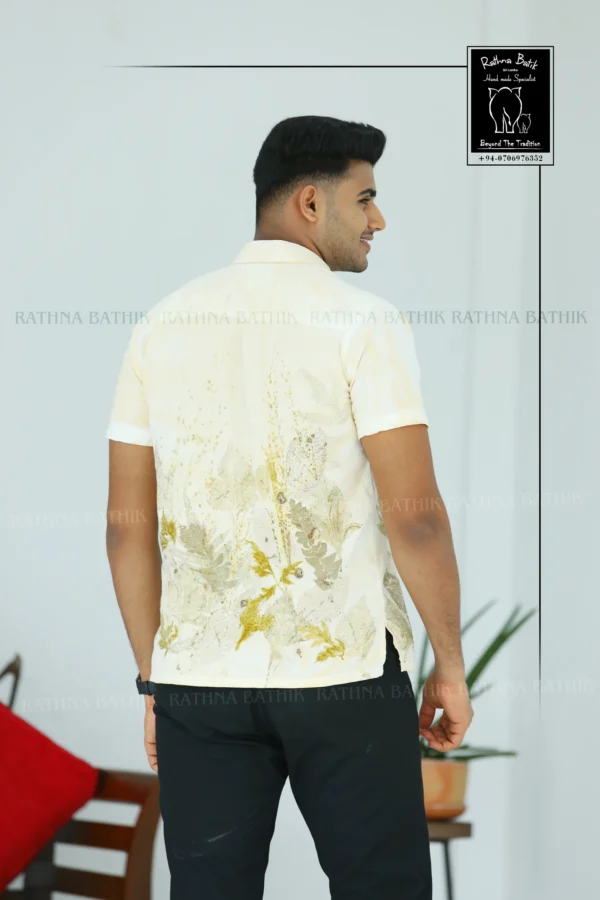 Verdant Fern Botanical Linen Silk Short Sleeve Shirt
