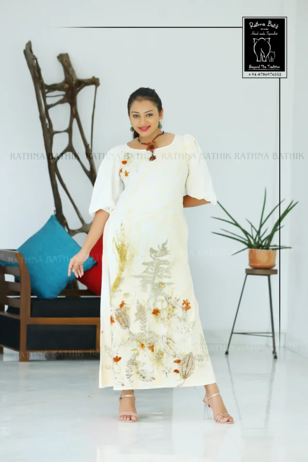 Enchanted Forest Eco-Print Cotton Frock