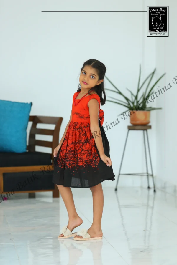 6 Sunset Ember Kids Batik Cotton Frock