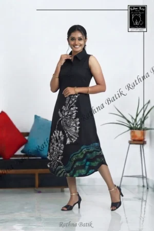 Gemini_Generated_Image_yprd50yprd50yprd Black sleeveless batik collar dress with floral motif