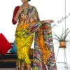 Multicolor Brush Shading Satin Silk Batik Saree