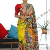 Multicolor Brush Shading Satin Silk Batik Saree