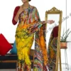 Multicolor Brush Shading Satin Silk Batik Saree