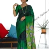 emerald-green-floral-batik-saree Black and Green Shaded Satin Silk Saree with Heavy Work