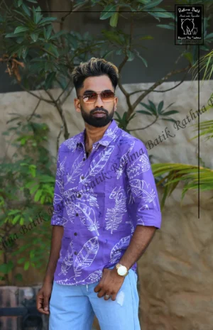 Magenta Floral Cotton Batik Shirt