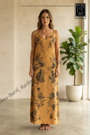 11225 Natural Dye & Eco Print Sleeve less Cotton Frock