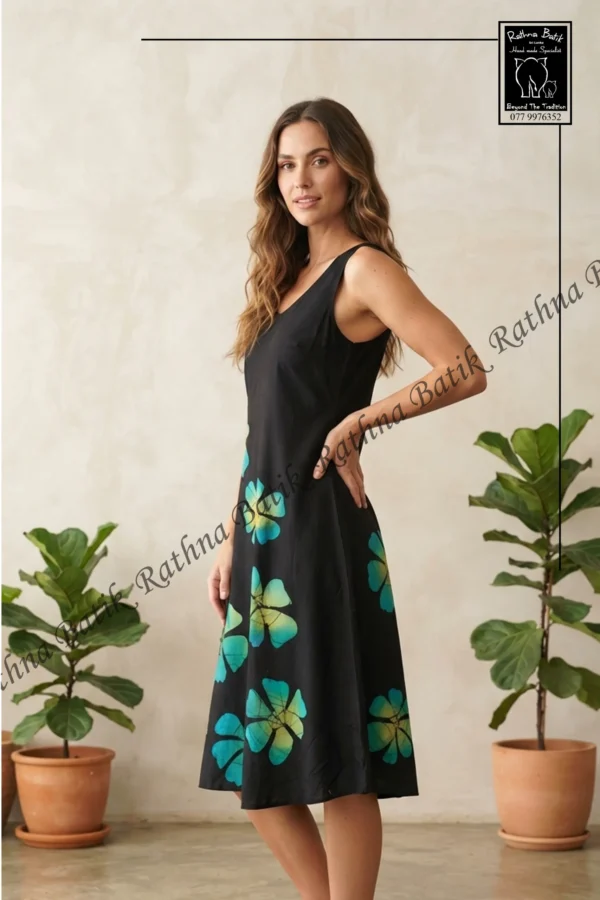 Blue Flower Batik Party Frock