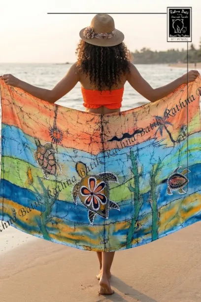 Sunset Sea Turtle  Batik Wrap