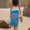 Ocean Blue coconut Tree Batik Beach Wrap