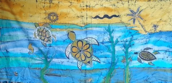 Ceylon Golden Beach Turtle Batik Wrap