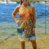 Ceylon Sunset Turtle Batik Beach Wrap