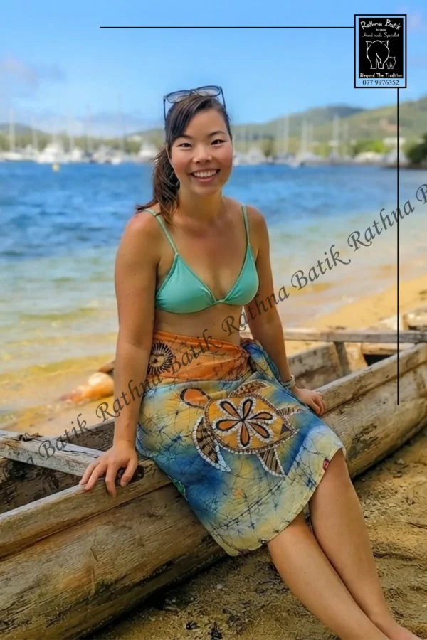 Ceylon Sunset Turtle Batik Beach Wrap