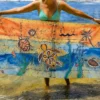Ceylon Sunset Turtle Batik Beach Wrap