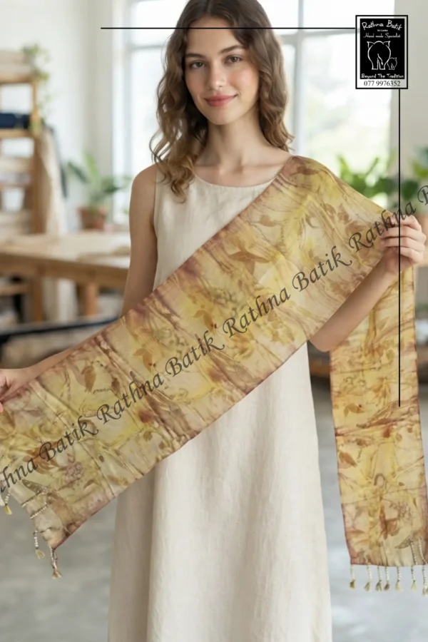 x2 Natural Dye & Eco Print Cotton Shawl