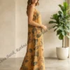 Natural Dye & Eco Print Sleeve less  Cotton  Frock