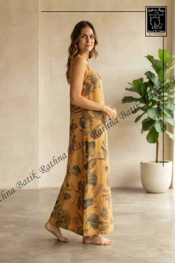 Natural Dye & Eco Print Sleeve less  Cotton  Frock