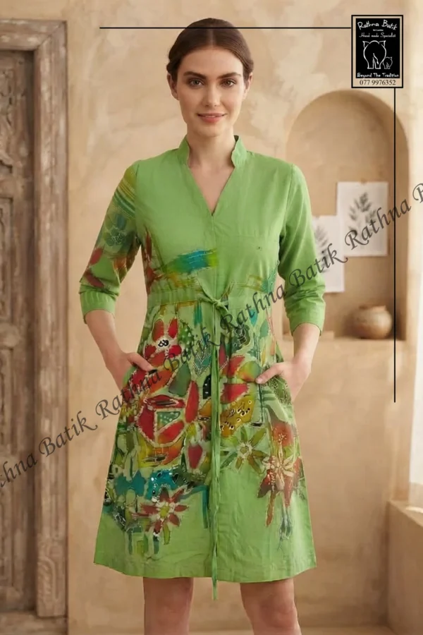 Sleeve Linen - Cotton Batik Party Frock