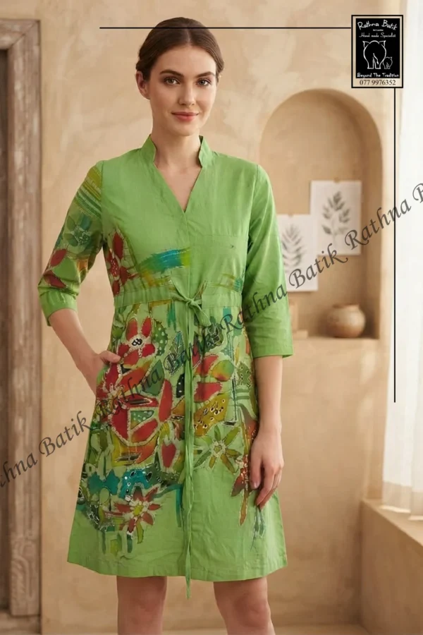 Sleeve Linen - Cotton Batik  Party Frock